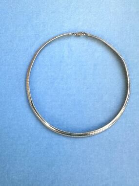 Vintage Sterling Silver Omega Chain Necklace Domed Choker 925 Italy Solid 16G
